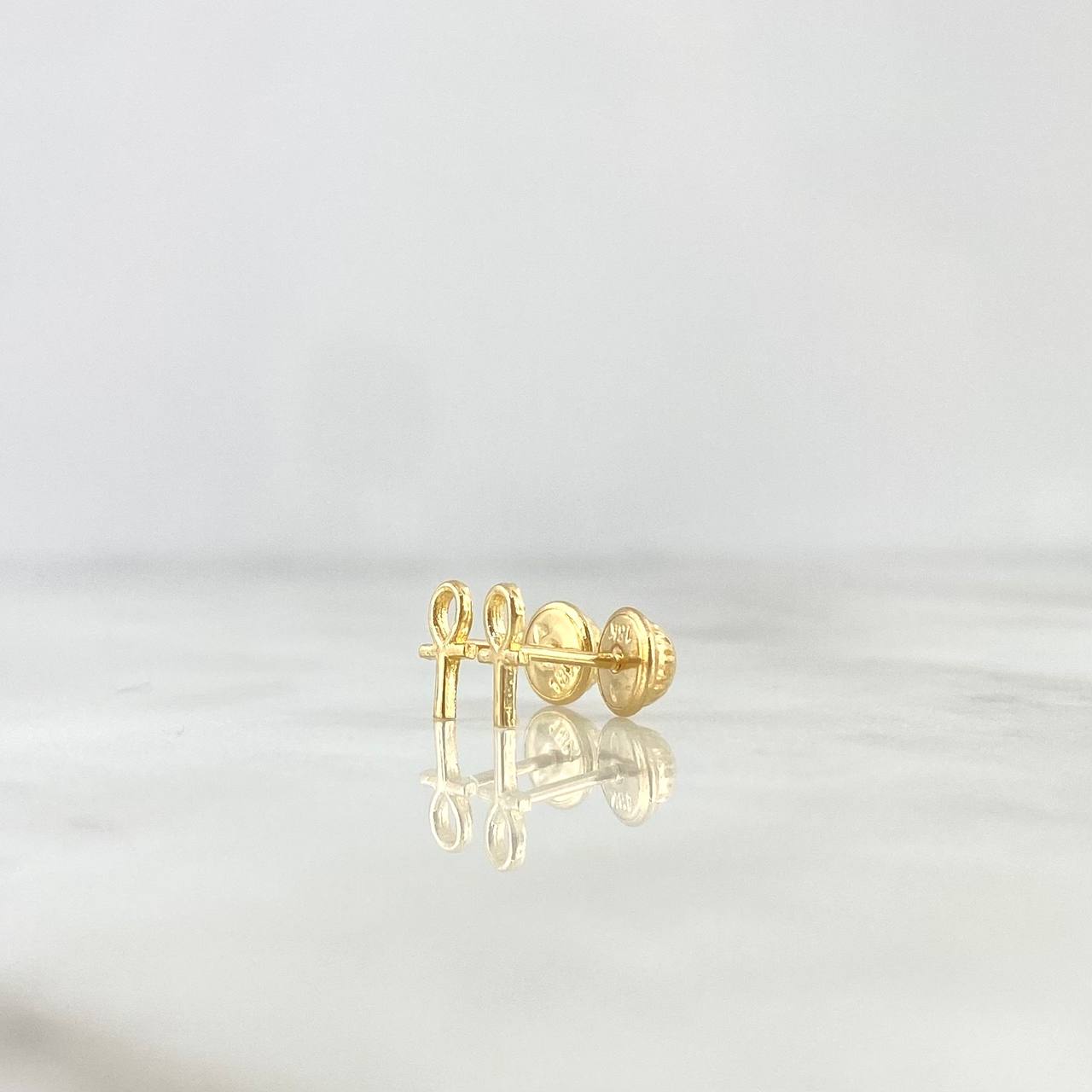 Stud Earrings Cross Angel 0.6gr / 6.5mm Yellow Gold ©