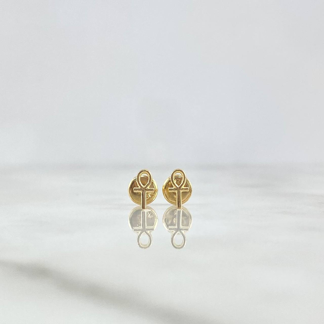 Stud Earrings Cross Angel 0.6gr / 6.5mm Yellow Gold ©