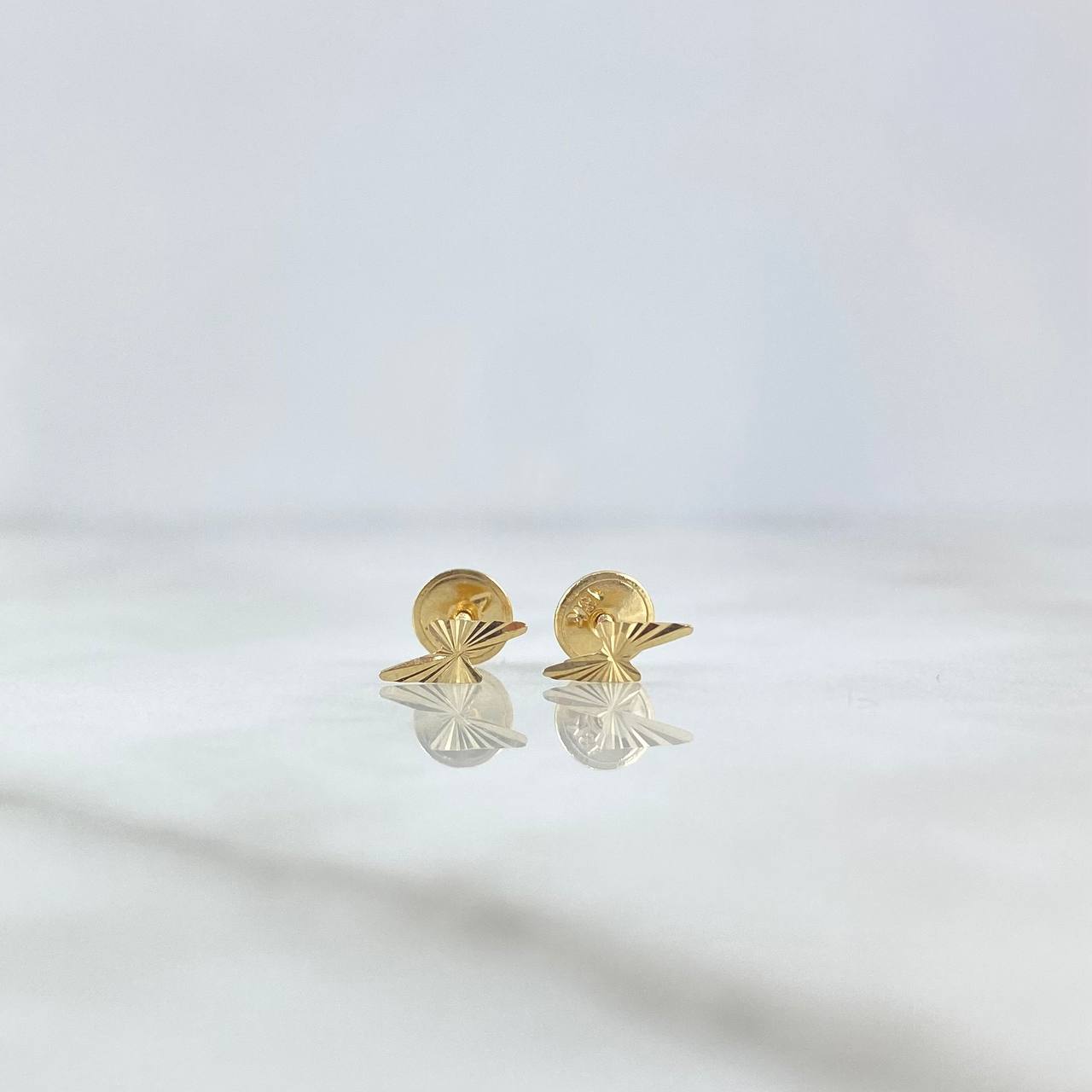 Stud Earrings Lightning 0.5gr / 8mm Diamond Cut 18K Gold ©