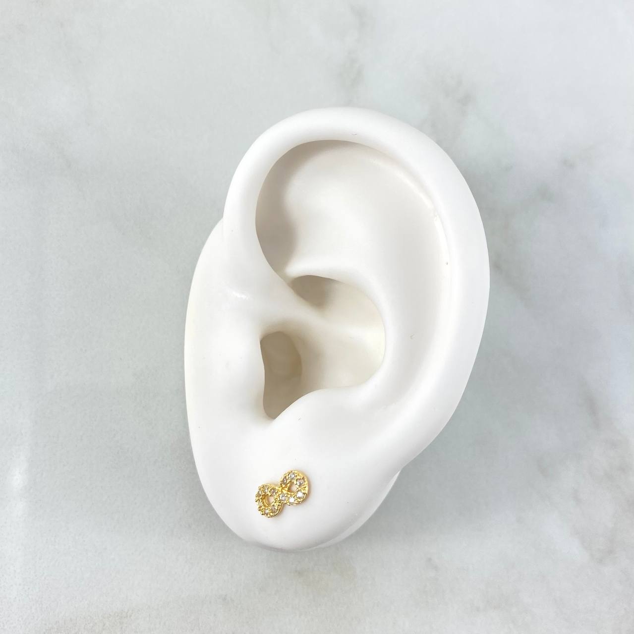 Stud Earrings Infinite 0.95gr / 4mm White Zircons Yellow Gold ©