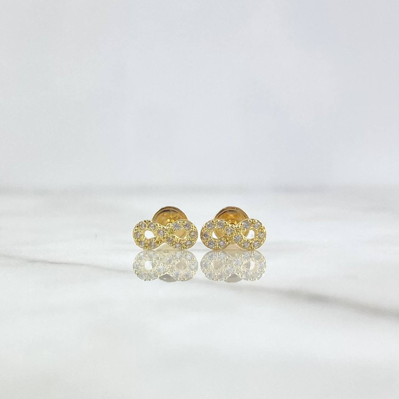 Stud Earrings Infinite 0.95gr / 4mm White Zircons Yellow Gold ©
