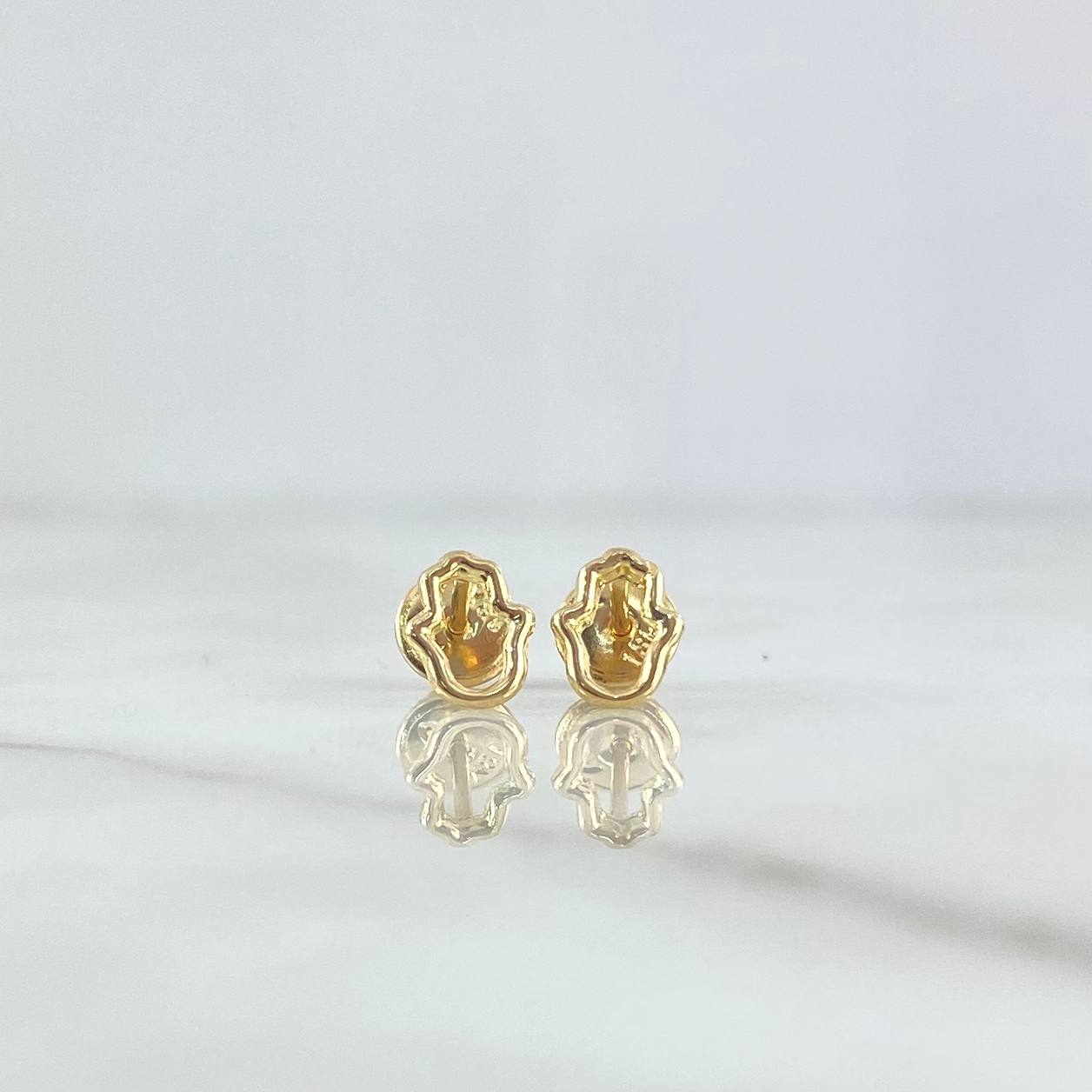 Stud Earrings Hand Hamsa Silhouette 0.5gr / 7.5mm Yellow Gold ©