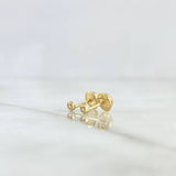 Stud Earrings Bezel 0.6gr / 4mm White Zircon 18K Yellow Gold