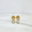 Stud Earrings Bezel 0.6gr / 4mm White Zircon 18K Yellow Gold