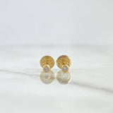 Stud Earrings Bezel 0.6gr / 4mm White Zircon 18K Yellow Gold