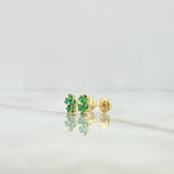 Topos Flor Cinco Petalos 1.1gr / 7mm Circones Verdes Oro Amarillo 18K ©