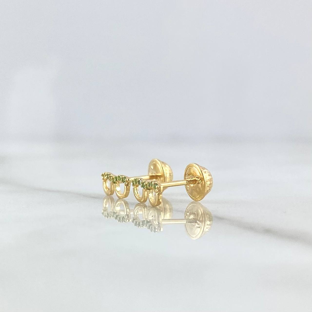 Stud Earrings Glasses 0.65gr / 3.6mm Green Zircons 18K Yellow Gold *