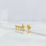 Stud Earrings Glasses 0.65gr / 3.6mm Green Zircons 18K Yellow Gold *