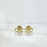 Stud Earrings Glasses 0.65gr / 3.6mm Green Zircons 18K Yellow Gold ©