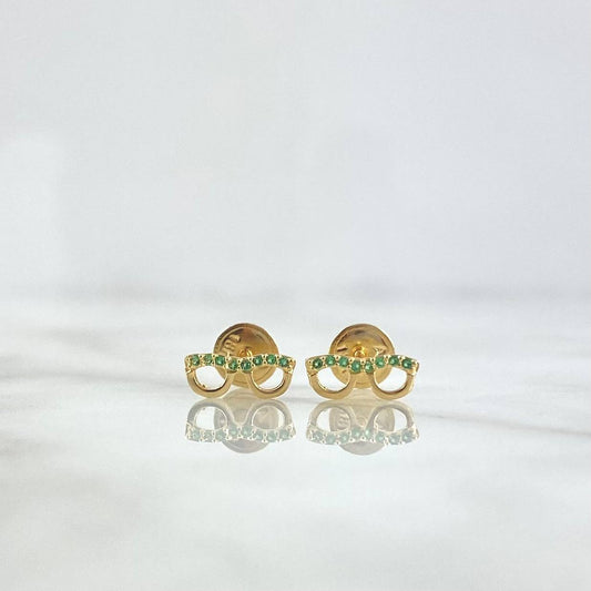 Stud Earrings Earrings 0.65gr / 4mm-9mm Green Zircons 18K Yellow Gold