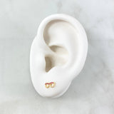 Stud Earrings Glasses 0.65gr / 3.6mm Fuchsia Zircons 18K Yellow Gold *