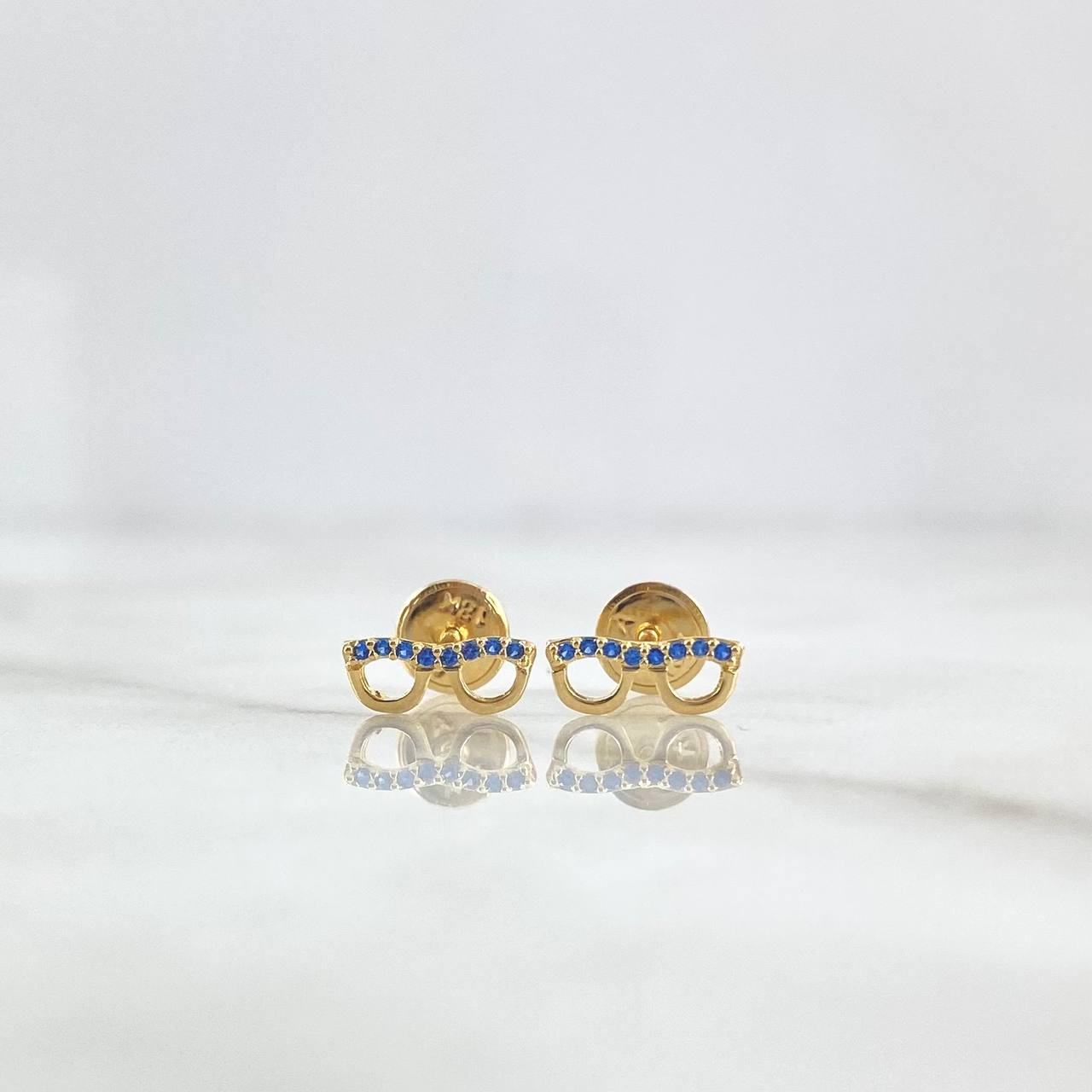 Stud Earrings Earrings 0.65gr / 4mm-9mm Blue Zircons 18K Yellow Gold