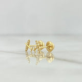 Stud Earrings Airplane 0.65gr / 7mm White Zircons Yellow Gold