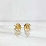Stud Earrings Airplane 0.65gr / 7mm White Zircons Yellow Gold