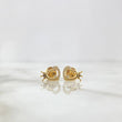 Stud Earrings Heart Crown 0.95gr / 7.5mm White Zirconia Yellow Gold ©