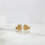 Stud Earrings Heart Crown 0.95gr / 7.5mm White Zirconia Yellow Gold ©