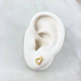 Stud Earrings Heart Crown 0.95gr / 7.5mm White Zirconia Yellow Gold ©