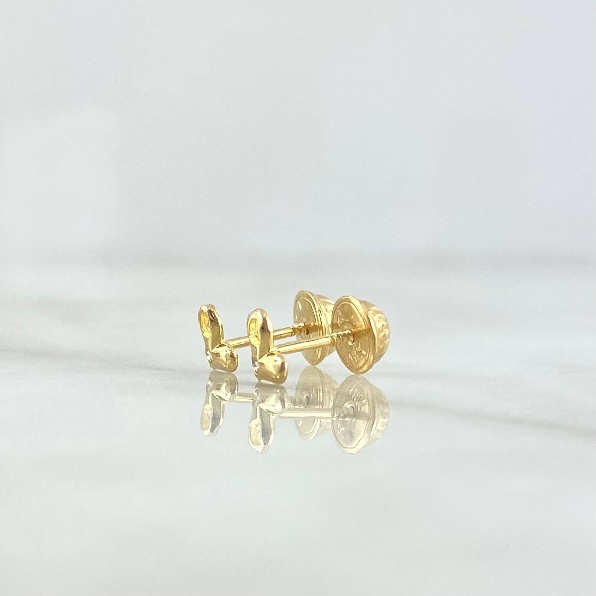 Stud Earrings Partial Heart 0.6gr / 4.5mm White Zircon Yellow Gold *