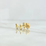 Stud Earrings Partial Heart 0.6gr / 4.5mm White Zircon Yellow Gold *
