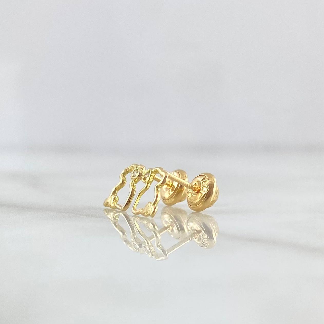Stud Earrings Bear TS Silhouette 0.75gr / 7mm White Zircon Yellow Gold