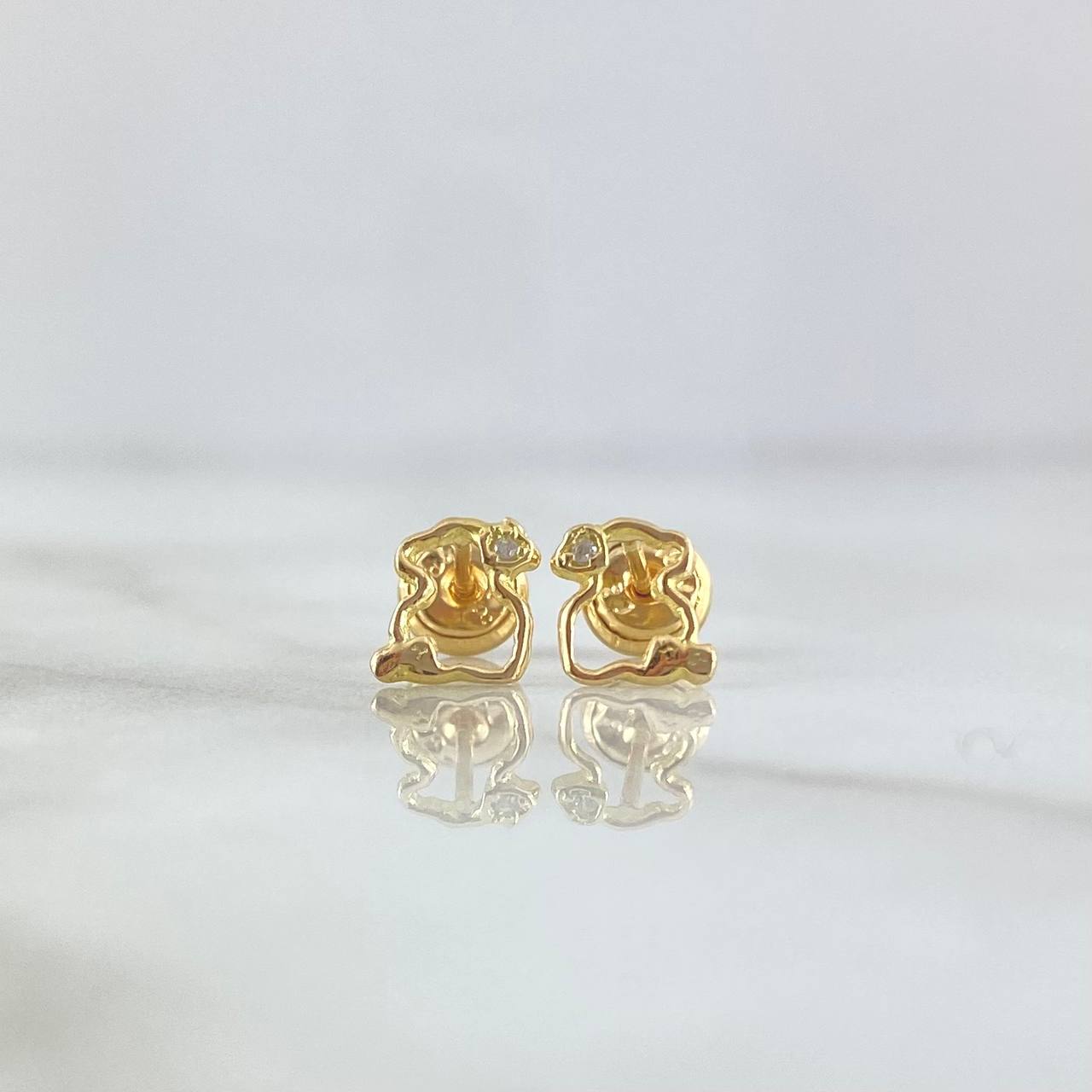 Stud Earrings Bear TS Silhouette 0.75gr / 7mm White Zircon Yellow Gold