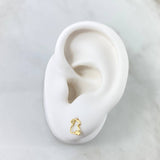 Stud Earrings Bear TS Silhouette 0.75gr / 7mm White Zircon Yellow Gold