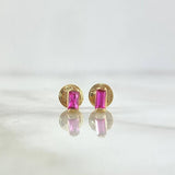 Topos Piedra Rectangular  0.6gr / 5mm Circon Fucsia Oro Amarillo