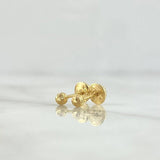 Stud Earrings Bead 0.55gr / 4mm Diamond Cut 18K Yellow Gold ©