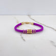 Bracelet GG 6.4gr / 17cm / Purple Rubber White Zircons Yellow Gold &