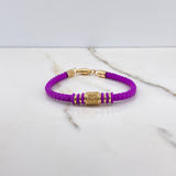 Bracelet GG 6.4gr / 17cm / Purple Rubber White Zircons Yellow Gold &