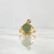 Reticulated Turtle Ring 3.65gr / Size 5 / White, Black, and Green Zircons Yellow Gold