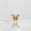 Butterfly Ring 3.9gr / Size 6 3/4 / Multicolor Zircons Yellow Gold