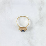 Ring Solitaire Dense Halo 3.85gr / Size 7 / White and Blue Zircons Yellow Gold