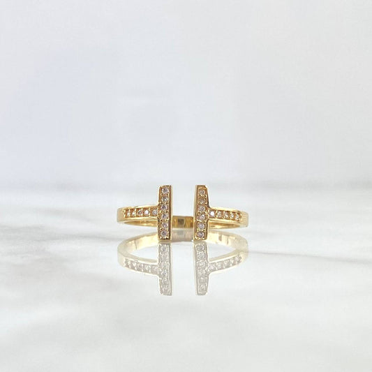 Hug Ring In T 2.15gr / Size 6 3/4 / White Zircons Yellow Gold