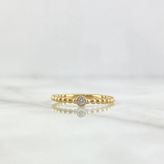 Solitaire Ring Bezel Spheres 1.8gr / Size 7 / White Zircon Yellow Gold
