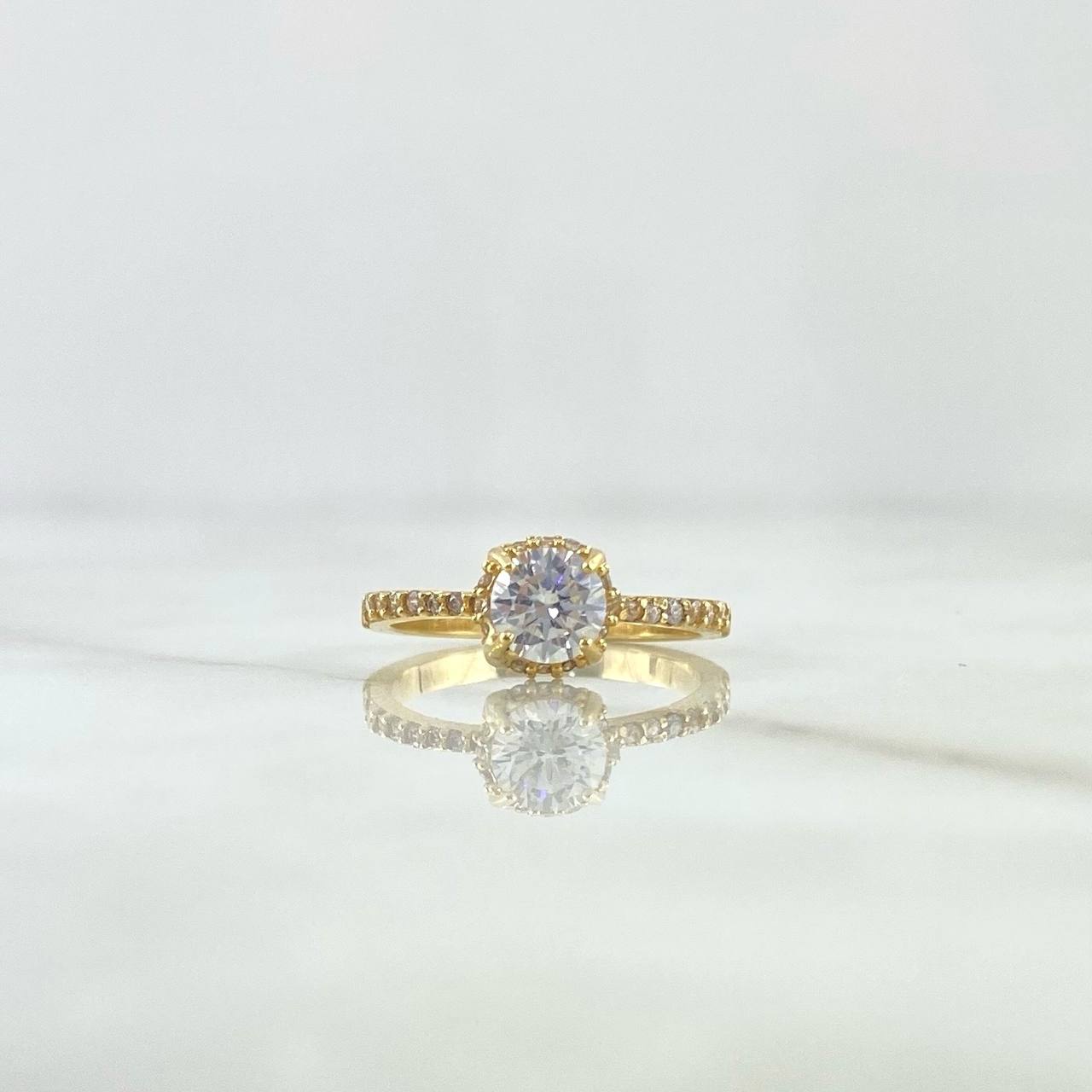 Halo Ring Inlaid 2.5gr / T5 1/4 / White Zircons Yellow Gold