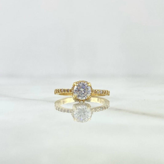 Halo Ring Inlaid 2.5gr / T5 1/4 / White Zircons Yellow Gold