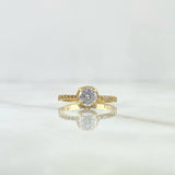 Halo Ring Inlaid 2.5gr / T5 1/4 / White Zircons Yellow Gold