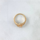 Anillo Curvas Eleganza 3.75gr / T4 1/2 / Circones Blancos Oro Amarillo (Joya)