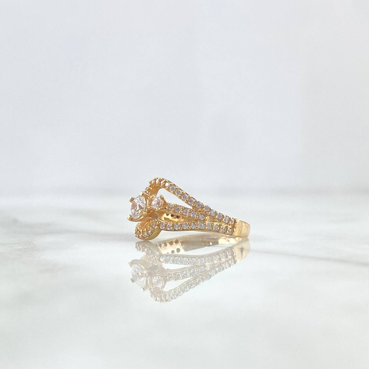 Ring Ring Eleganza Curves 4gr / T6 / White Zircons Yellow Gold