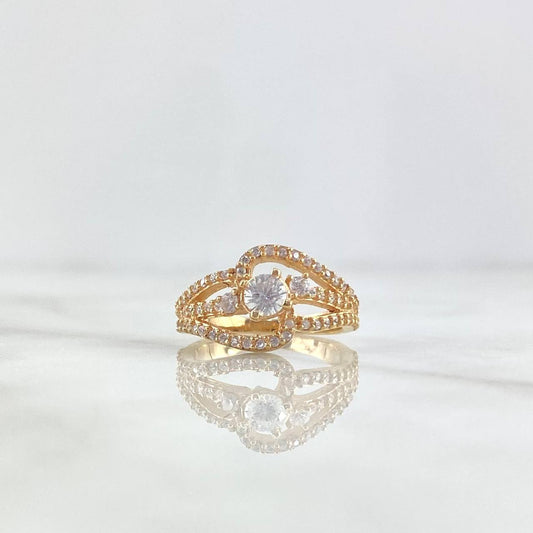 Anillo Curvas Eleganza 3.75gr / T4 1/2 / Circones Blancos Oro Amarillo (Joya)