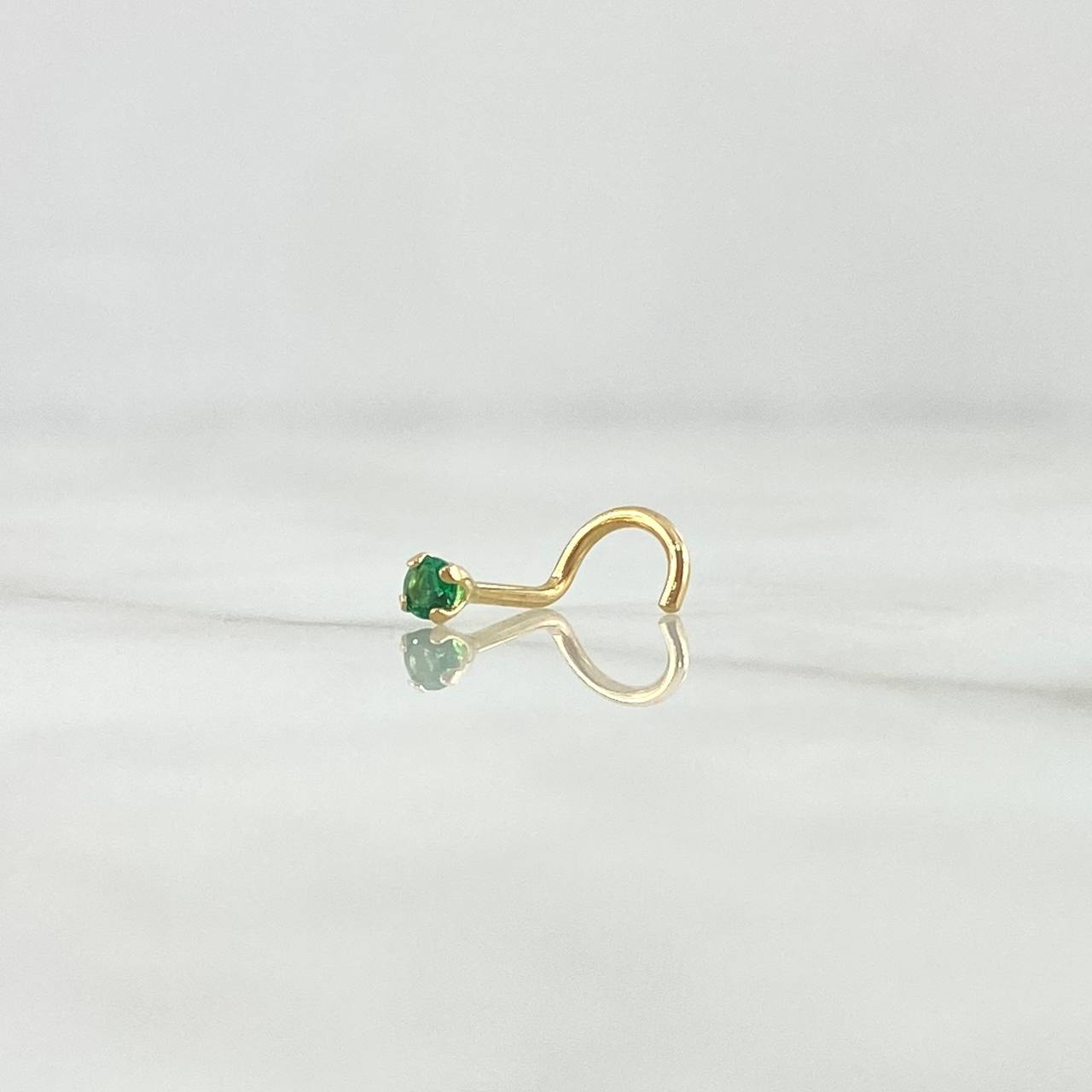 Green Zircon Piercing 0.15gr / 1cm / Special Birthstone 18K Gold ©