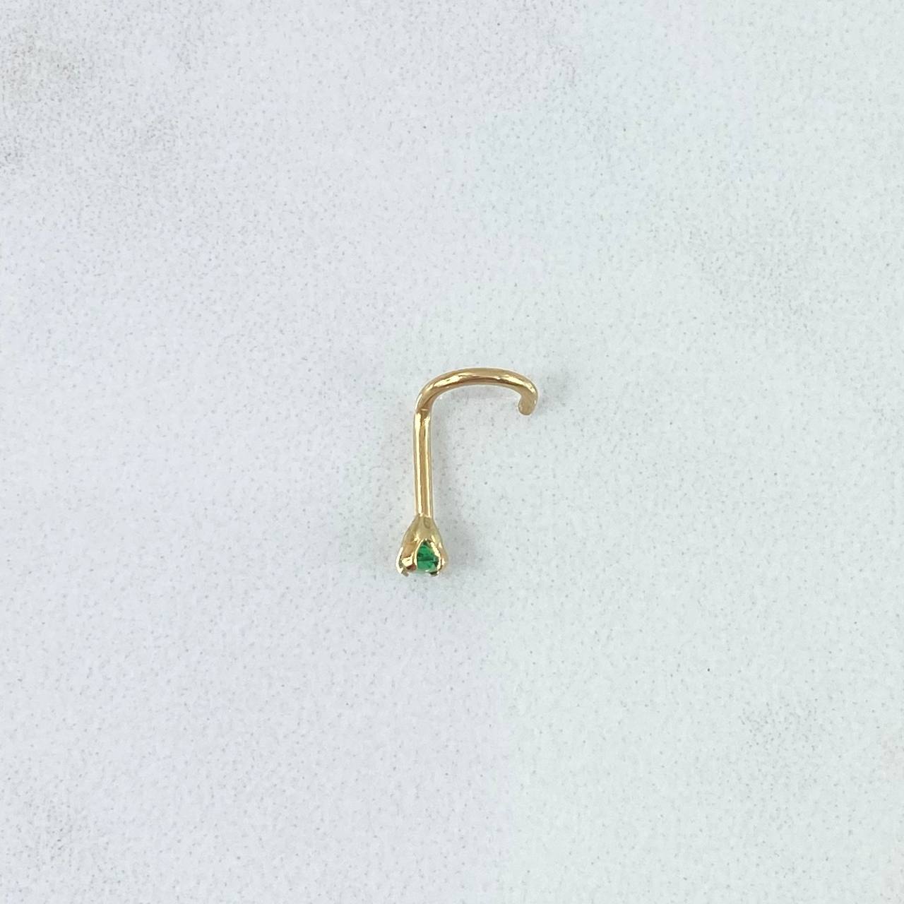 Green Zircon Piercing 0.15gr / 1cm / Special Birthstone 18K Gold ©