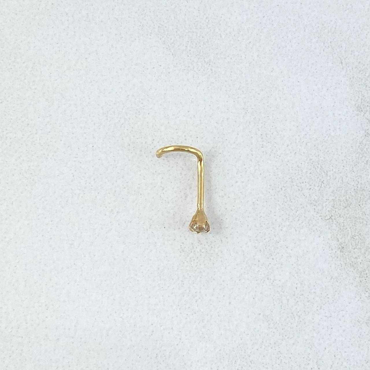 Piercing Chispa Cuatro Garras Curvo 0.15gr / 1cm / Circon Blanco Oro Amarillo (Joya)