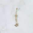Piercing Ombligo Mariposa Silueta Colgante 0.9gr / 4cm / Circones Blancos Rosca Bola Oro Amarillo 18K (Joya)
