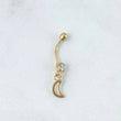 Piercing Luna Colgante Ombligo 0.65gr / 3cm / Circon Blanco Oro Amarillo (Joya)