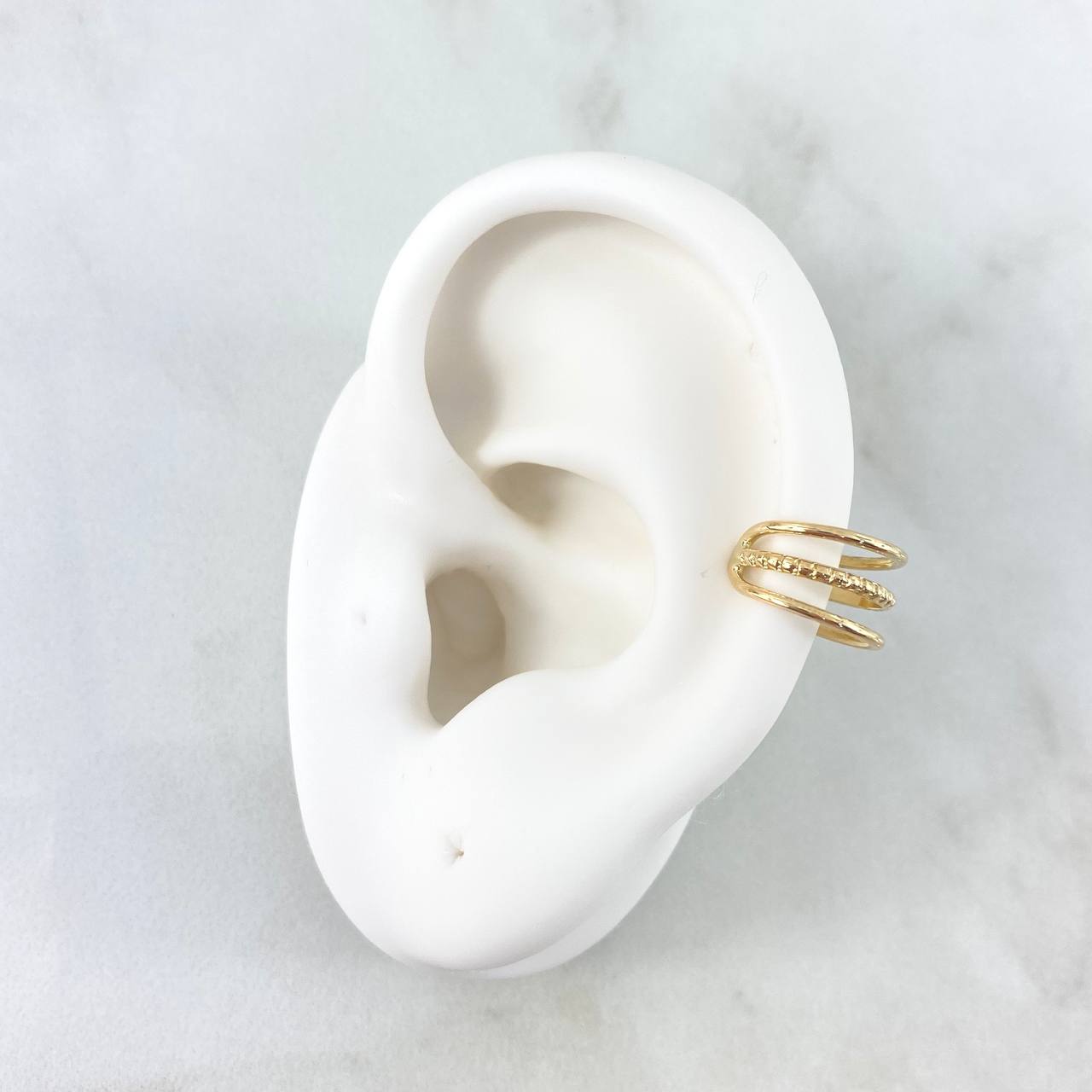 Piercing Earcuff Intermediate Line Simulator Dotted 0.95gr / 1.2cm / Yellow Gold (Jewel)