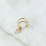 Piercing Earcuff Double Line Simulator Heart Pendant 0.8gr / 1.1cm / Yellow Gold (Jewel)