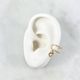 Piercing Earcuff Double Line Simulator Heart Pendant 0.8gr / 1.1cm / Yellow Gold (Jewel)