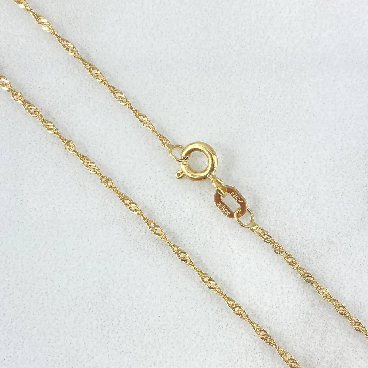 Cadena Singapur 1.55gr / 17 3/4 in / 1.2mm Oro Amarillo +3 18K *